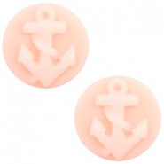 Cabochon base cammei 20 mm con disegno ancora rosa chiaro - biancastro