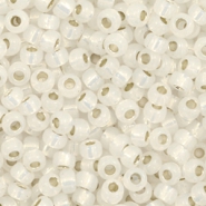 Rocailles Miyuki 8/0 Gilt lined opale white 8-551