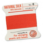 Griffin filo infilaperle di seta naturale 100% &Oslash;0.8mm rosa corallo