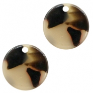 Pendenti in resina 12 mm rotondo crema - nero