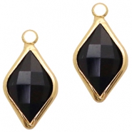 Pendenti di vetro Crystal Glass 10x14 mm rombo nero giaietto - oro