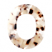 Pendenti in resina 48x40 mm ovale beige marrone misto