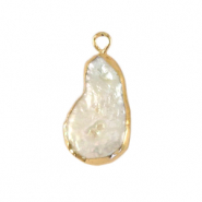 Perle di acqua dolce ciondolo irregolare goccia oro-bianco naturale