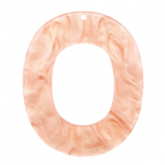 Pendenti in resina 48x40 mm ovale rosa pesca