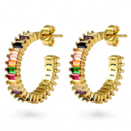 Orecchini a cerchio con cubic zirconia arcobaleno oro