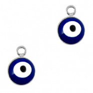 Ciondoli di metallo occhio di Allah 6mm argento-blu