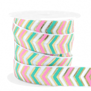 Nastro elastico con stampa freccia rosa-verde turchese
