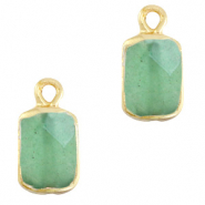 Ciondoli in pietra naturale rettangolo verde oceano-oro