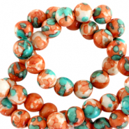 Perline in pietra naturale 4 mm tonda arancio-turchese