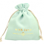 Sacchetto per gioielli "with love" verde menta-oro