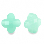 Perline sfaccettate fashion quadrifoglio verde turchese
