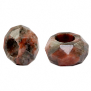 Perline in pietra naturale Granito sfaccettate effetto rosso corallo