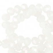 Perline sfaccettate 4x3 mm rondella bianco margherita-effetto perlato