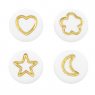 Perline alfabeto in acrilico mix di icone bianco-oro
