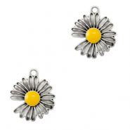 Ciondoli di metallo DQ Margherita argento antico-giallo tropicale (privo di nichel)