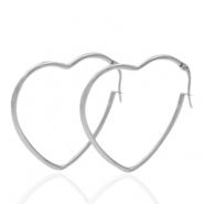 Orecchini in acciaio inossidabile cuore argento