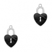 Pendenti in resina chiusure cuore argento-antracite