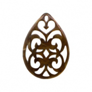 Pendenti in resina 38x27 mm a forma di goccia in stile barocco marrone caramella