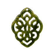 Pendenti in resina in stile barocco rombo verde oliva scuro