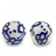 Perline di ceramica 11mm bianco-blu Delft