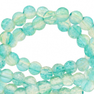 Perline di vetro 4 mm con venature blu acqua sbiancato
