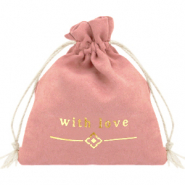 Sacchetto per gioielli "with love" rosa vintage-oro