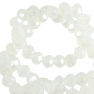 Perline sfaccettate 8x6 mm rondella cristallo latteo-effetto perlato