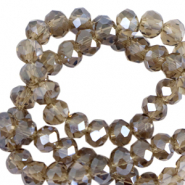 Perline sfaccettate 4x3mm rondella topazio chiaro-effetto perlato