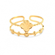 Anelli in acciaio inossidabile fiore oro
