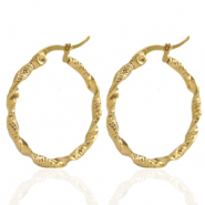 Orecchini in acciaio inossidabile 25 mm a cerchio attorcigliata oro