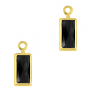 Pendenti di vetro Crystal Glass rettangolo nero giaietto-oro