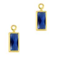 Pendenti di vetro Crystal Glass rettangolo Blu reale-oro