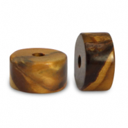 Perline di pietra naturale Occhio di tigre a dischetto 6x3mm marrone oro