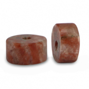 Perline di pietra naturale Granito a dischetto 6x3mm rosso borgogna