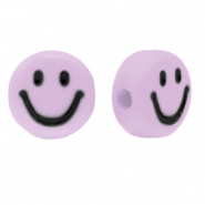 Perline alfabeto in acrilico smiley viola lilla