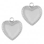 Ciondoli in acciaio inossidabile cuore argento