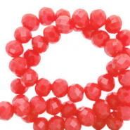 Perline sfaccettate 4x3mm rondella rosso vermiglio-effetto perlato