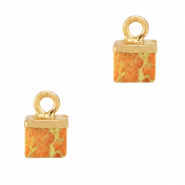 Ciondoli in pietra naturale cubo arancione sorprendente-oro