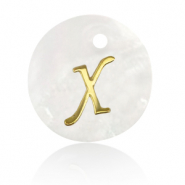 Pendenti di conchiglia prodotti speciali lettera X oro-bianco (colore naturale)