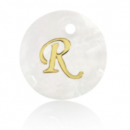 Pendenti di conchiglia prodotti speciali lettera R oro-bianco (colore naturale)