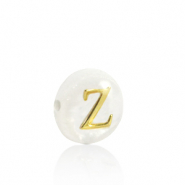 Perline di conchiglia lettera Z oro-bianco (colore naturale)