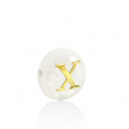 Perline di conchiglia lettera X oro-bianco (colore naturale)