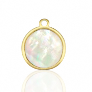 Ciondoli in acciaio inossidabile 12mm conchiglia bianco (colore naturale)-oro