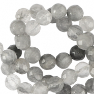 Perline in pietra naturale 4mm sfaccettate effetto grigio ghiaccio