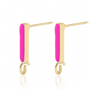 Componenti di metallo DQ orecchini barra oro-rosa fucsia neon (privo di nichel)