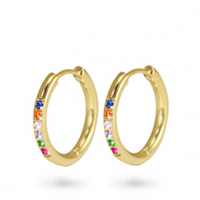Orecchini in acciaio inossidabile a cerchio zircone 11mm oro