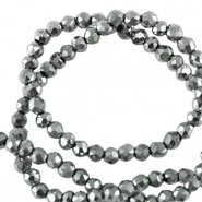 Perline sfaccettate tonde 2mm argento-effetto perlato