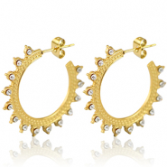 Orecchini in acciaio inossidabile a cercio 30mm oro-cristallo