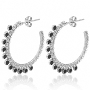Orecchini in acciaio inossidabile a cercio 30mm argento-nero