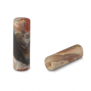 Perline in pietra naturale Marmo tubo rosso-beige multicolore